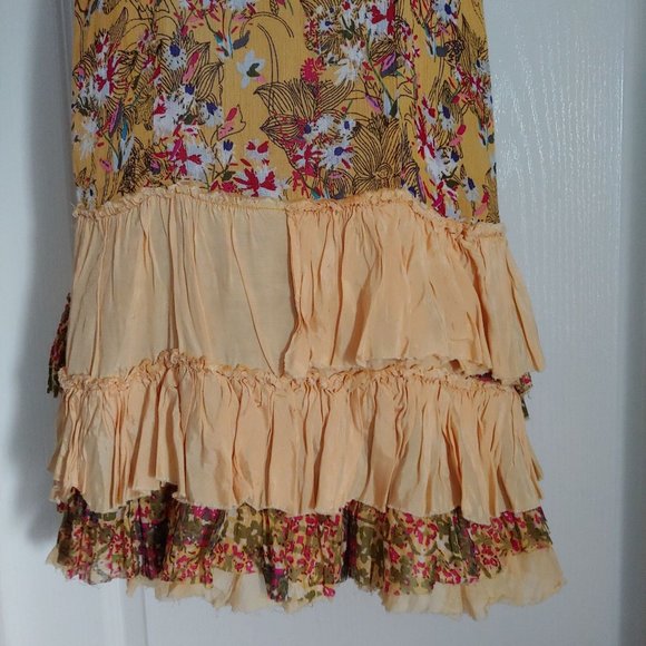 Free People One Yellow/Red/Green Sleeveless Tiered Ruffle Dress XS - Picture 13 of 16